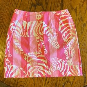 Vintage Lilly Pulitzer pink and white fully-lined zebra skirt - sz 8